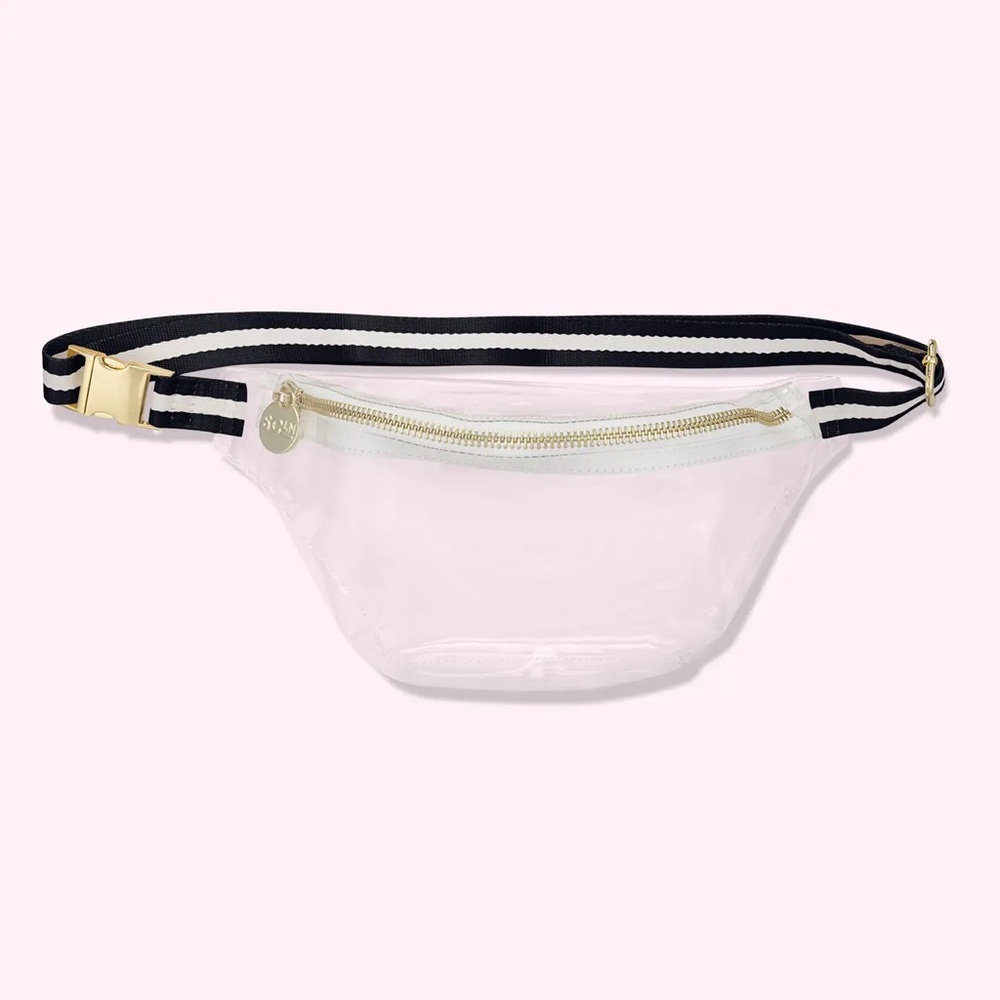 Stoney Clover Lane Clear Belt Bag with Black and White Strap